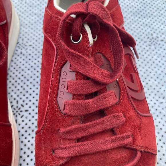 Vintage Gucci Prince Nappa Moorea Rosso Red Suede Sneaker Trainer Shoes 8.5G - Picture 7 of 13